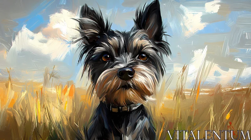 Artistic Painting of a Dog in Nature AI Image