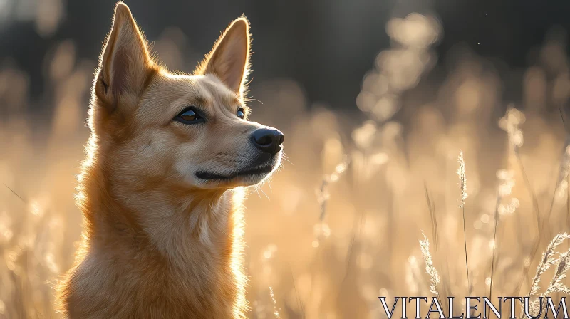 Thoughtful Canine in Golden Sunlight AI Image