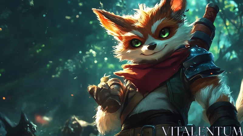 AI ART Armored Fox Character in Woods