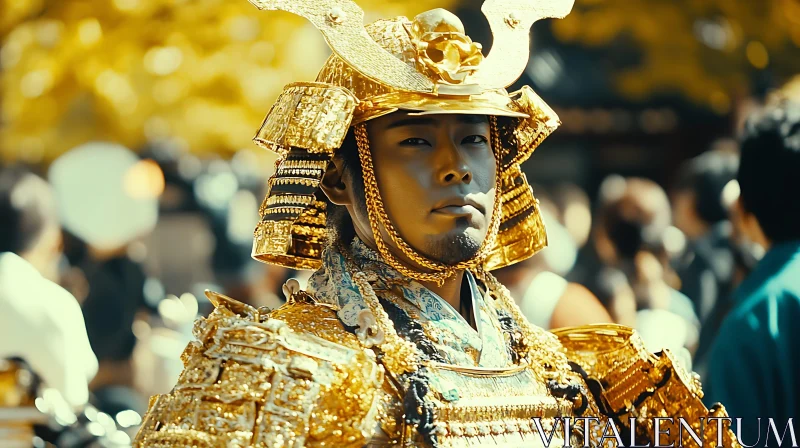 Man in Golden Samurai Armor AI Image