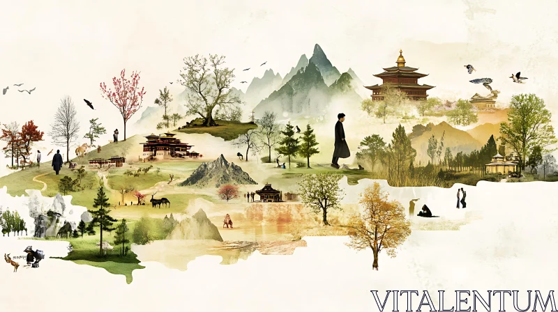 AI ART Peaceful Mountain Landscape Art