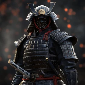 Black Armored Samurai with Katana