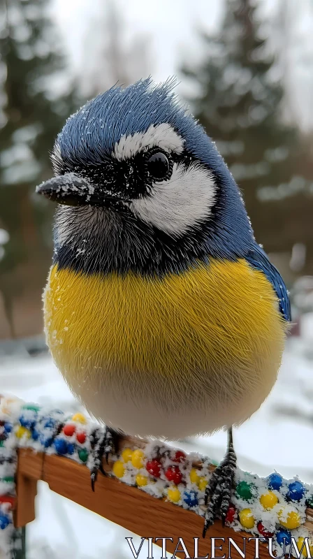 Winter Bird with Vibrant Plumage AI Image