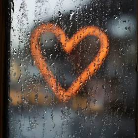 Orange Heart on Wet Glass