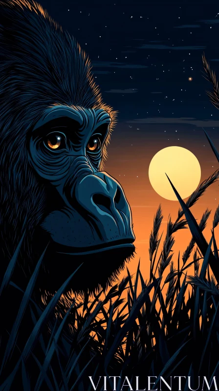 Gorilla Silhouette in Twilight AI Image