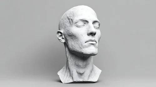 Serene Stone Head Sculpture