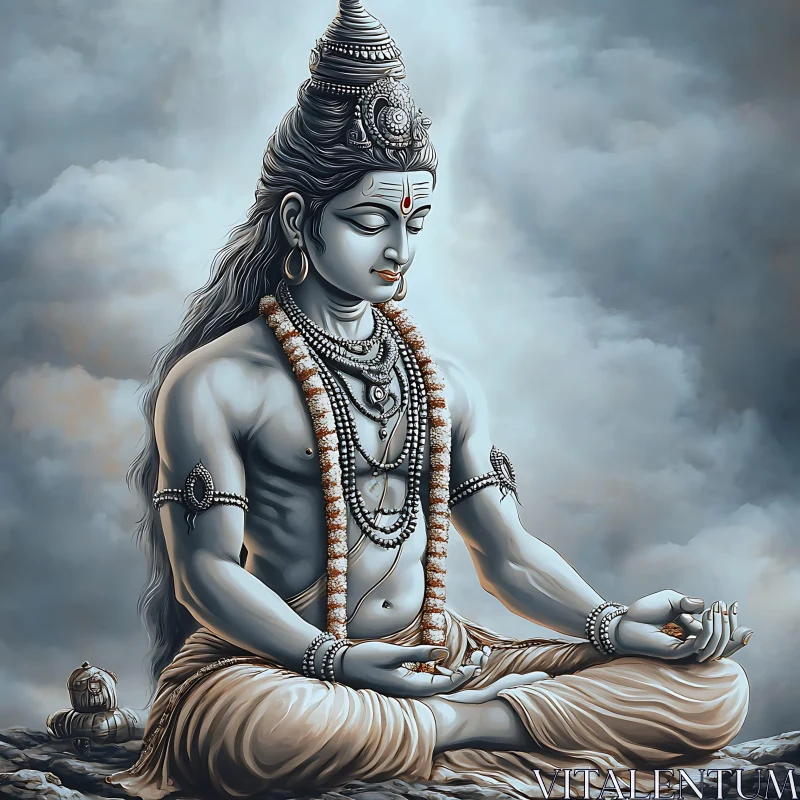 Serene Meditative Figure Artwork AI Image