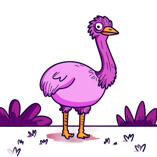 Whimsical Ostrich Illustration