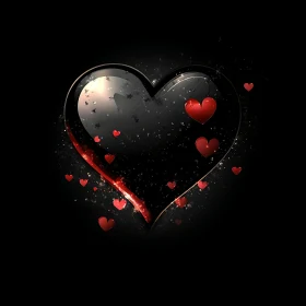 Hearts on Black Background