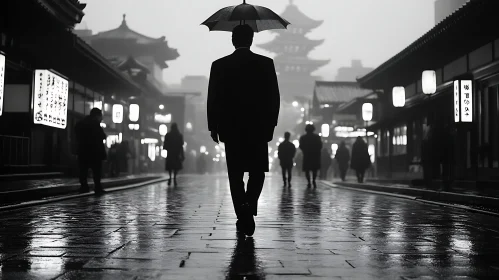 Monochrome Cityscape on a Rainy Day