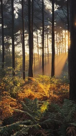 Sunlight Breaking Through Forest Trees