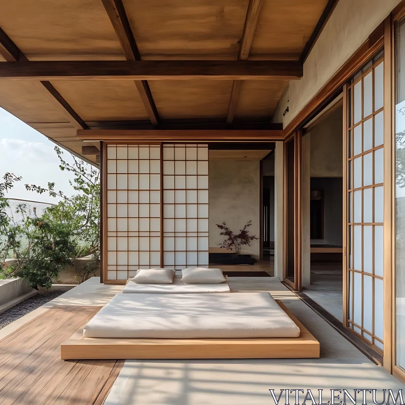 Tranquil Japanese-Style Interior Design AI Image