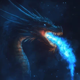 Fantasy Dragon with Icy Blue Flames