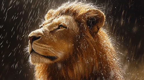 Lion in Rain