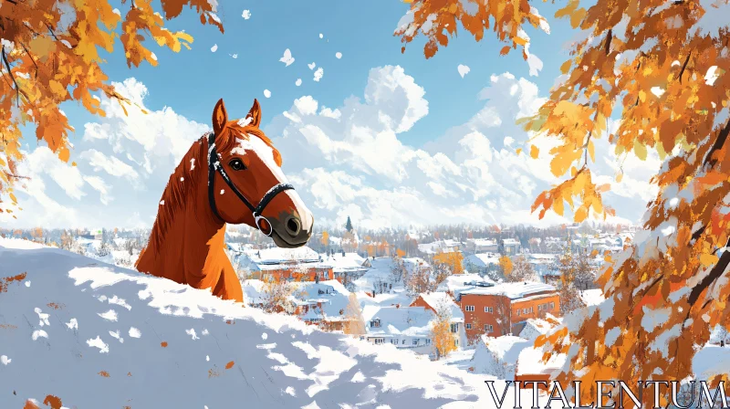 AI ART Autumn Serenity with Horse