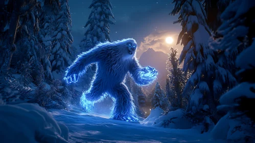 Blue Yeti in Snowy Landscape