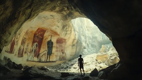 Cave Art and Figure Silhouette