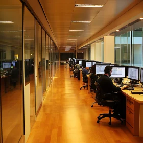 Contemporary Workspace with Busy Professionals