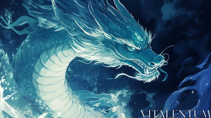 AI ART Mystical Blue Dragon Digital Art