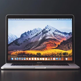 Mountain Landscape on Laptop Screen