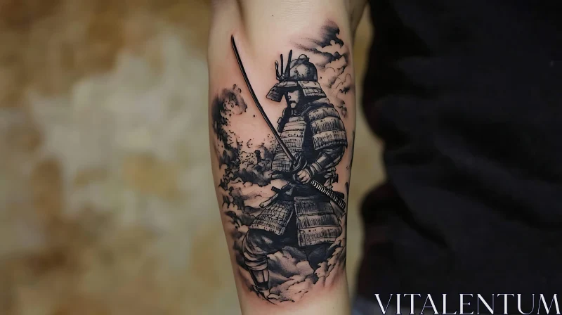 Ink Art: Samurai Tattoo Design AI Image