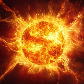 Fiery Sun in Space