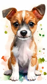 Watercolor Painting of a Cute Puppy