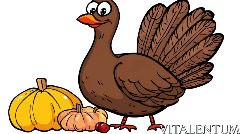 Thanksgiving Cartoon Illustration AI Image