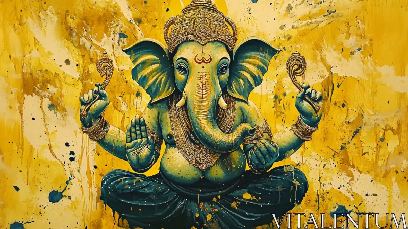 Hindu God Ganesha Painting AI Image