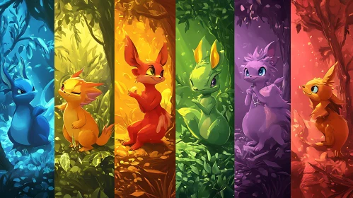 Vivid Fantasy Forest Animals
