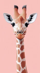 Giraffe Close-Up with Pastel Backdrop