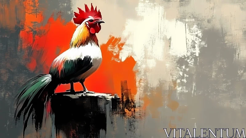 Rooster Painting with Vibrant Colors AI Image