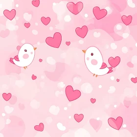 Cute Birds and Hearts Romantic Design