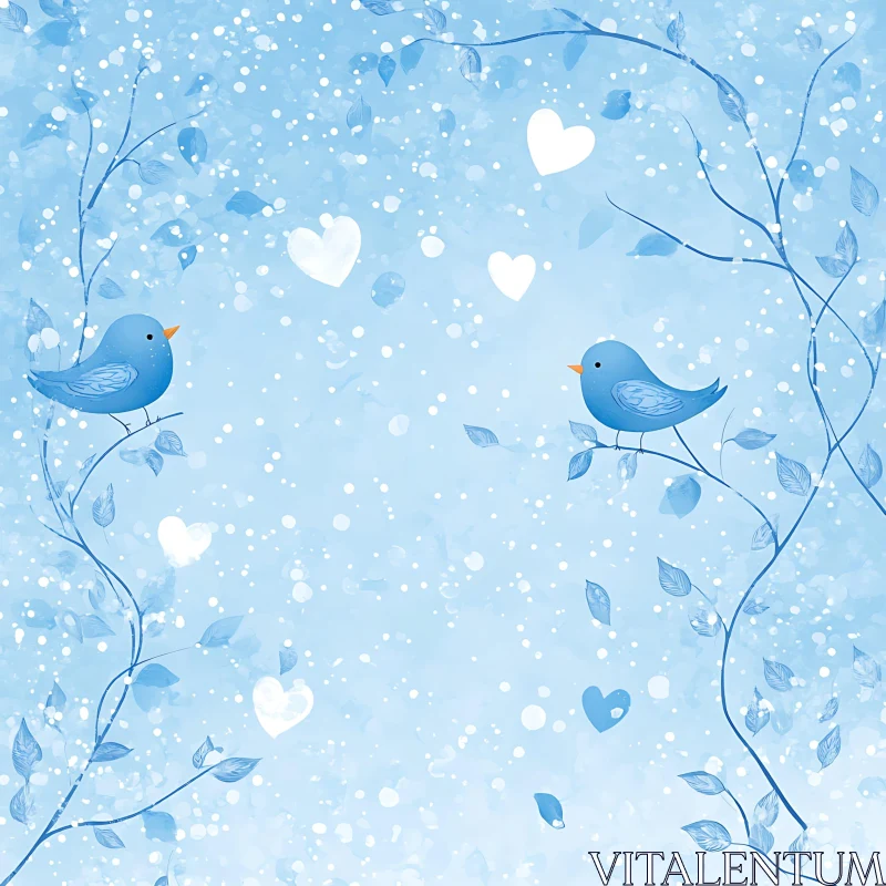 Whimsical Birds in Love Artwork AI Image