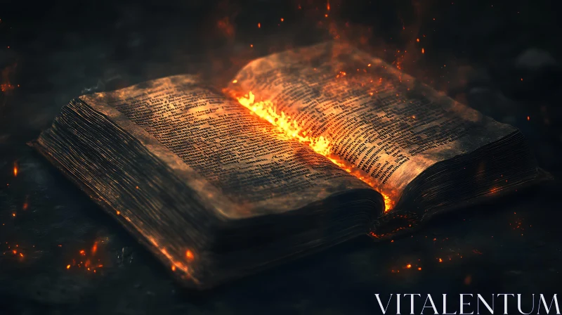 AI ART Flaming Pages: The Burning Book