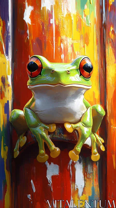 AI ART Vivid Frog on Colorful Canvas