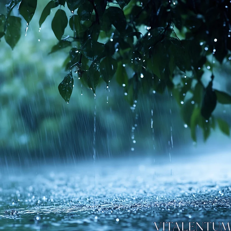 Tranquil Rainfall AI Image