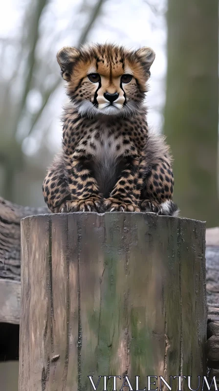 Young Cheetah in Natural Habitat AI Image