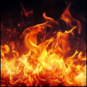Raging Fire with Yellow and Orange Flames