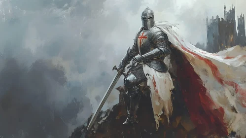 Armored Knight with Sword and Fortress