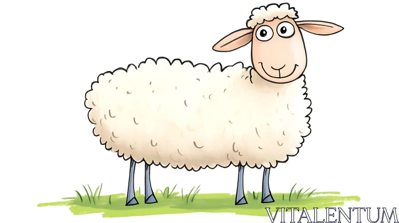AI ART Whimsical Sheep Illustration