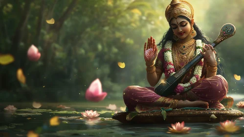 Saraswati on Water Lilies, Divine Music