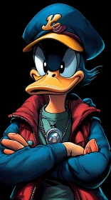 Stylish Cartoon Duck in Anime Design