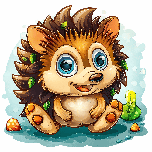 Charming Cartoon Hedgehog T-Shirt Design for Kids