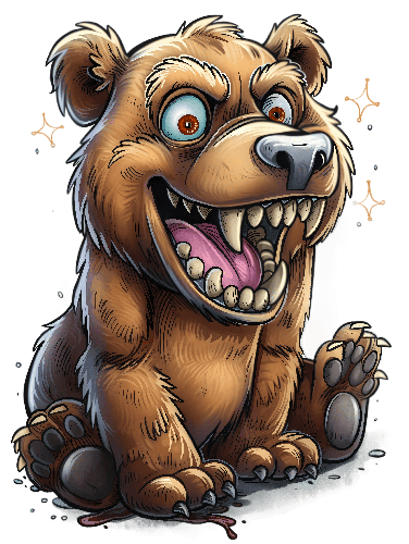 Cheerful Brown Bear Cartoon Illustration in Vector Format POD Design