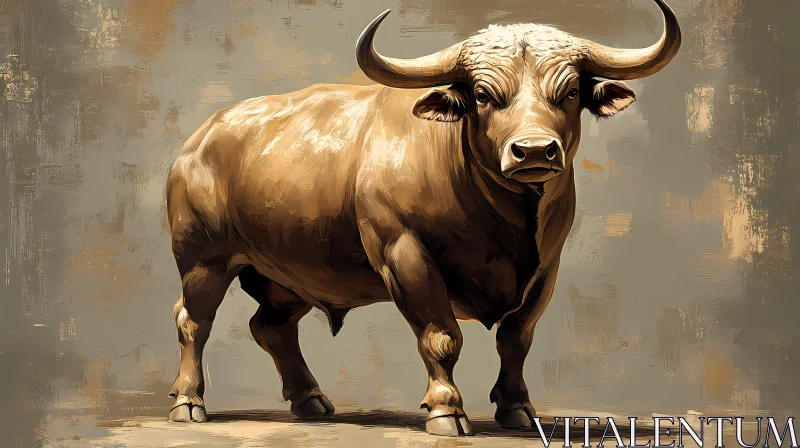 Bull Art in Neutral Hues AI Image