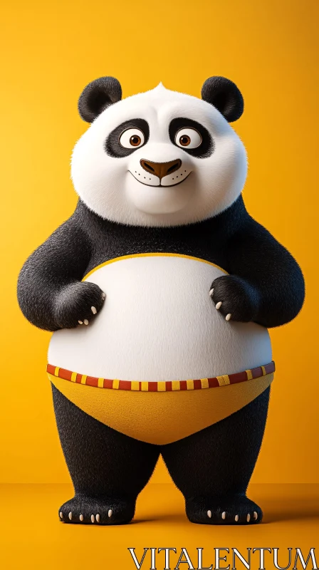 Cheerful Panda in Yellow AI Image