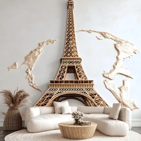 Modern Living Room with Eiffel Tower Decor