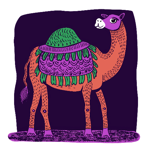 Digital Illustration of an Orange Camel on a Transparent Background POD Design