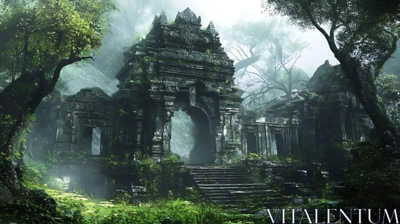 Forgotten Ruins of Ancient Temple AI Image